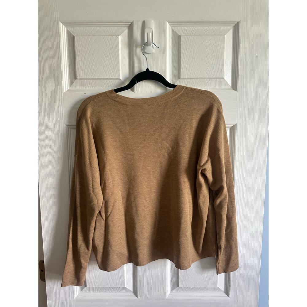 Eileen Fisher NWT 100% Merino Wool Crew Neck Top Sweater in Honey Brown Sz S - Picture 2 of 8